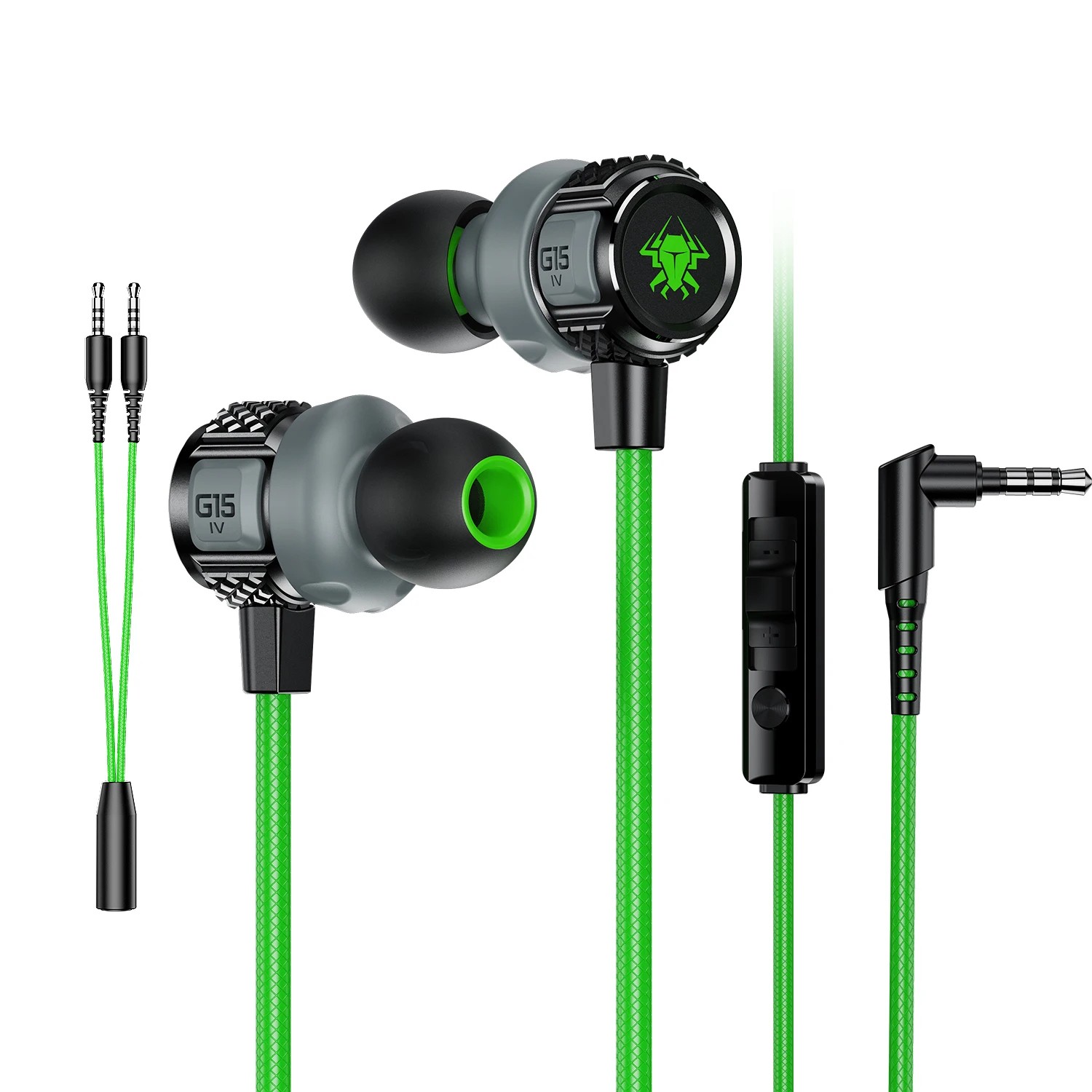 Plextone G15 IV Wired E-Sports Earphones With Foot First Audio Effect -  Green