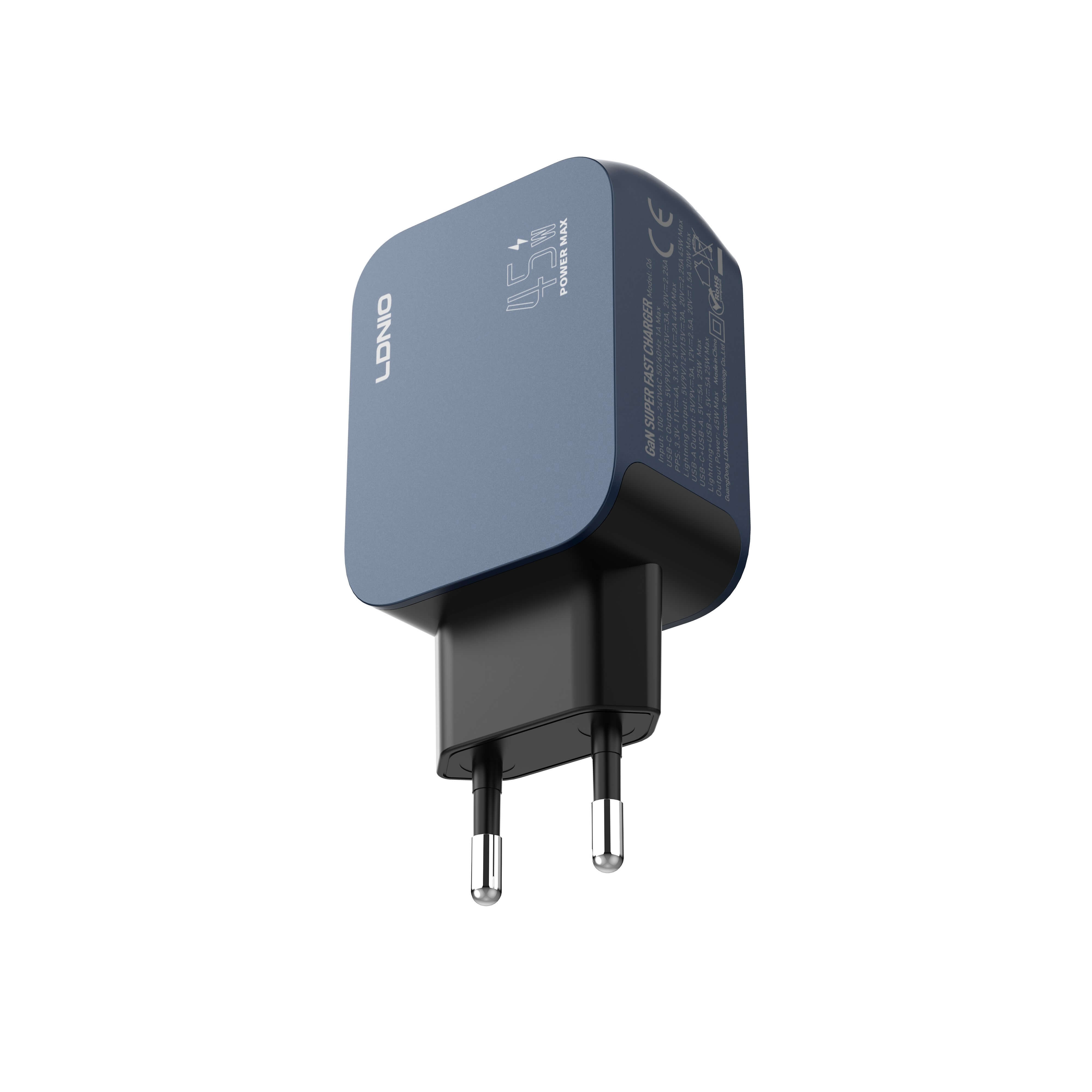 Ldnio Q6 45W USB-C/A Super Fast Charger EU Pin - Blue