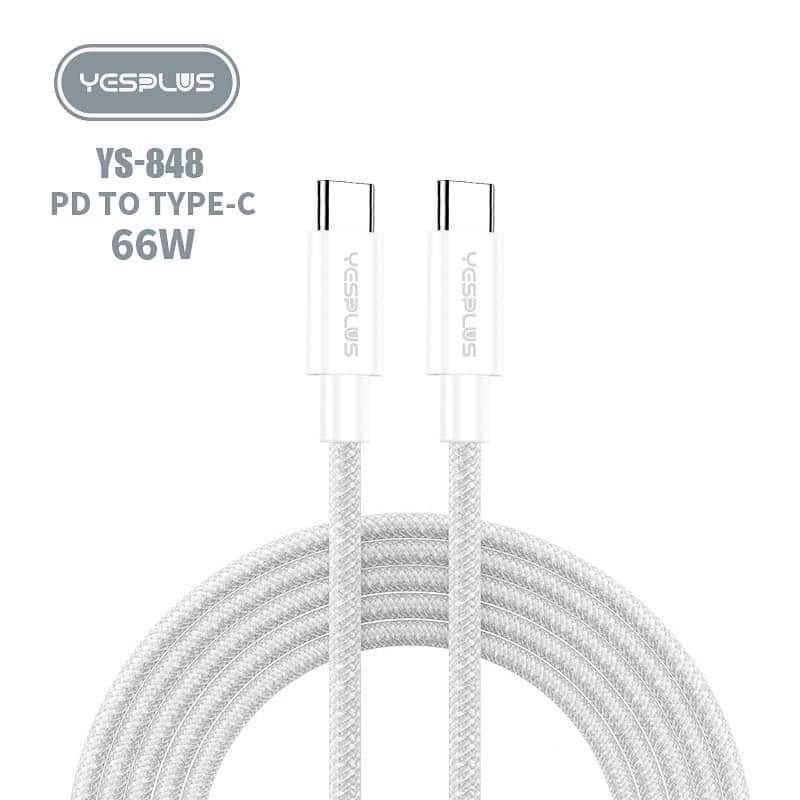 Yesplus YS848 Type C To C 66 Watt Mobile Charger Data Cable - White