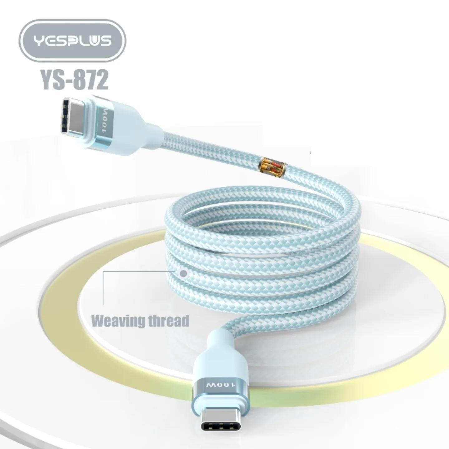 Yesplus YS-872 100 Watt Type C To C Braided Cable 1.8M - Blue