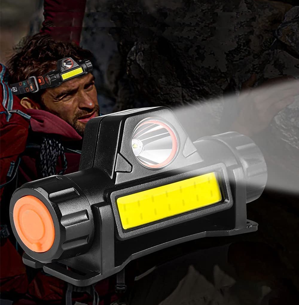 Led Rechargeable Headlamp Flashlight For Running Camping Hiking USB Charging - Black