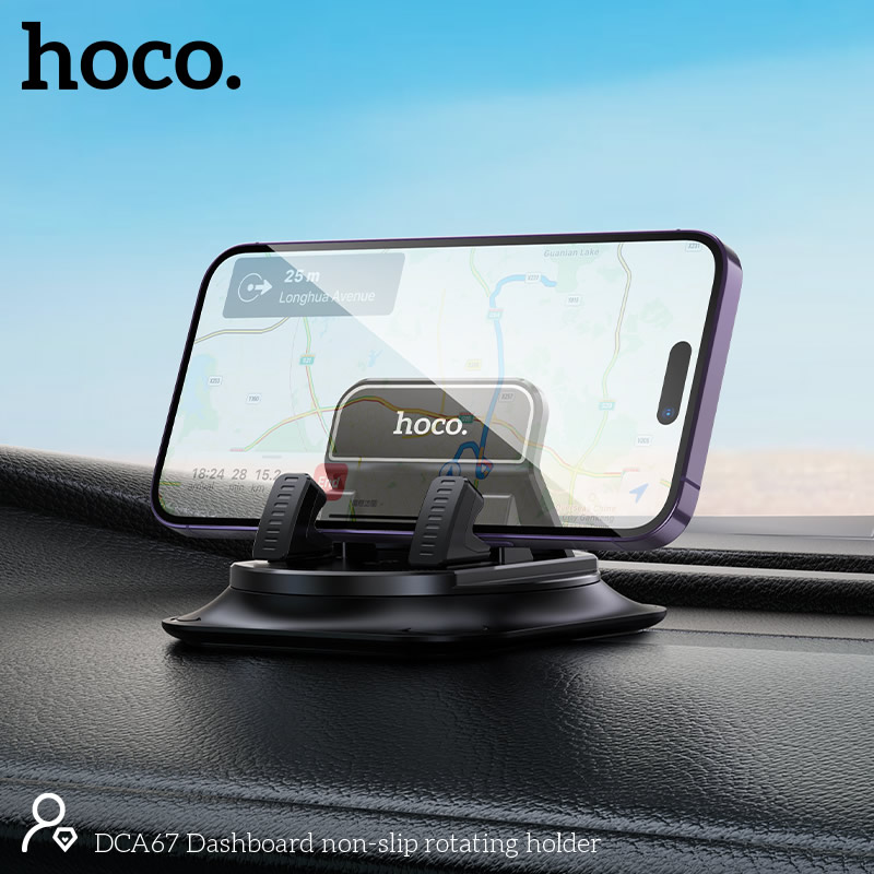 Hoco DCA67 Non Slip Rotating Car Phone Holder For Dashboard - Black