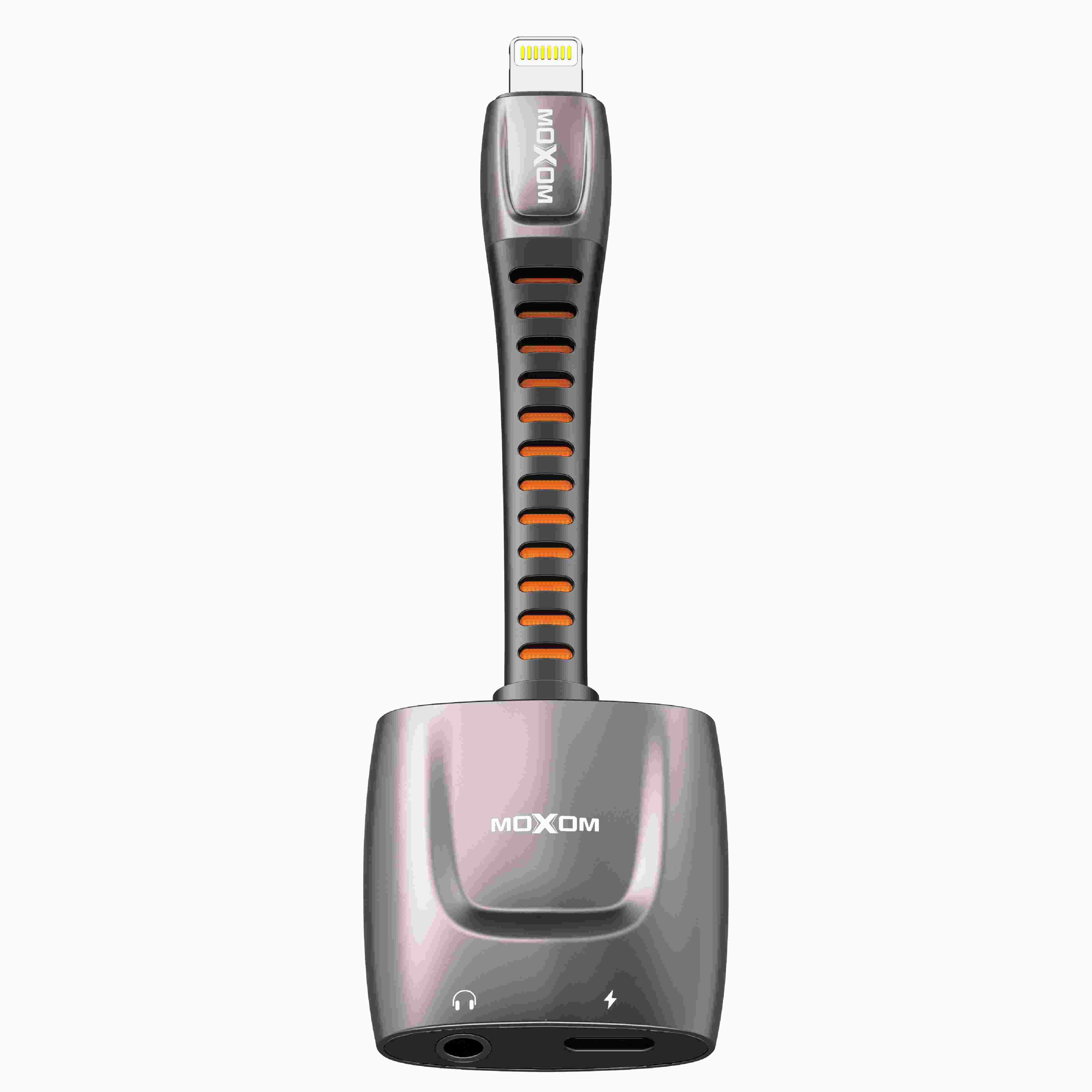 Moxom LX-AX801M Lightning To 3.5mm & Charging Adapter - Black