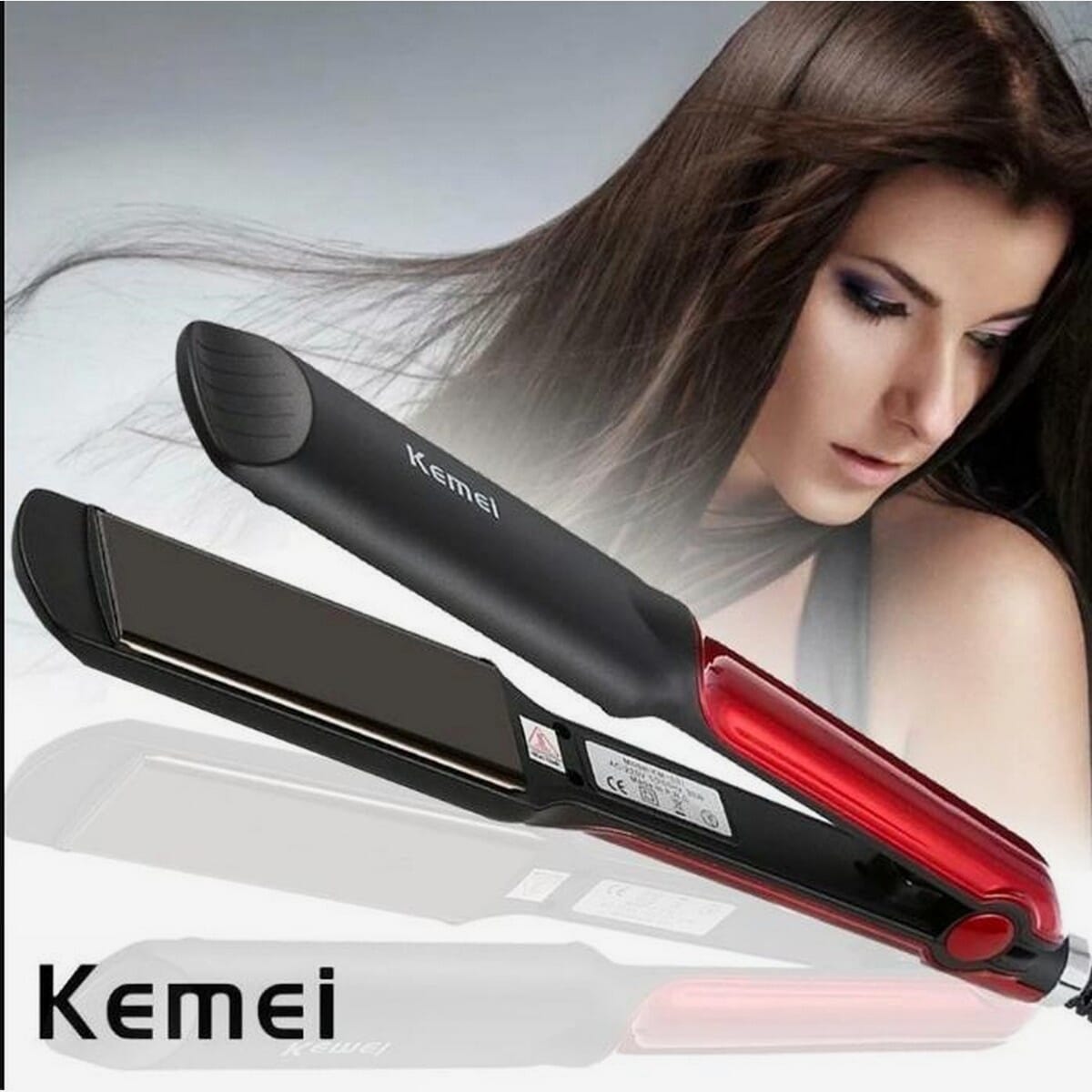 Kemei Km531 Ceramic Hair Straightener Wet & Dry Professional - Red