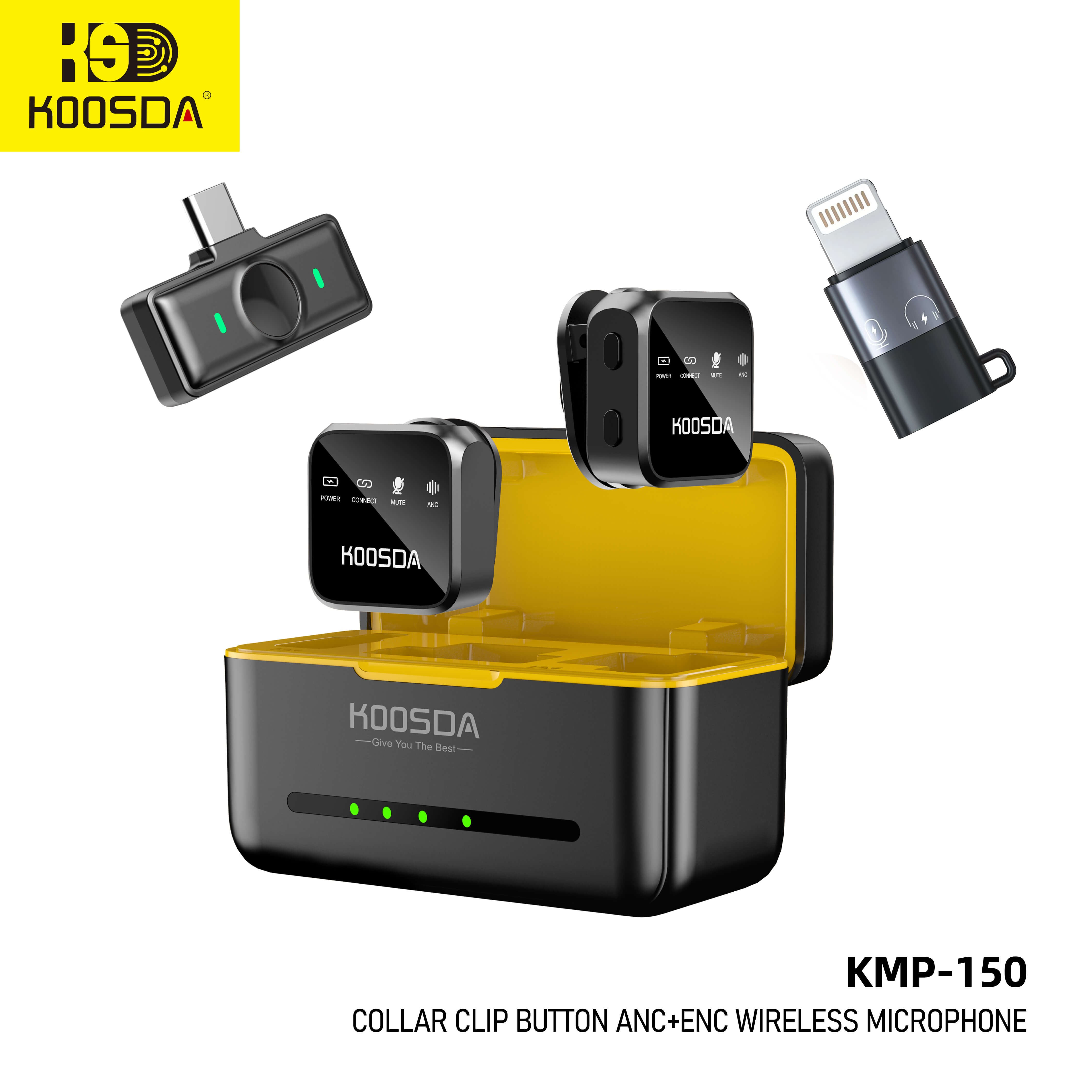 Koosda KMP 150 Collar Clip ANC/ENC Wireless Microphone 2 In 1 - Multicolor