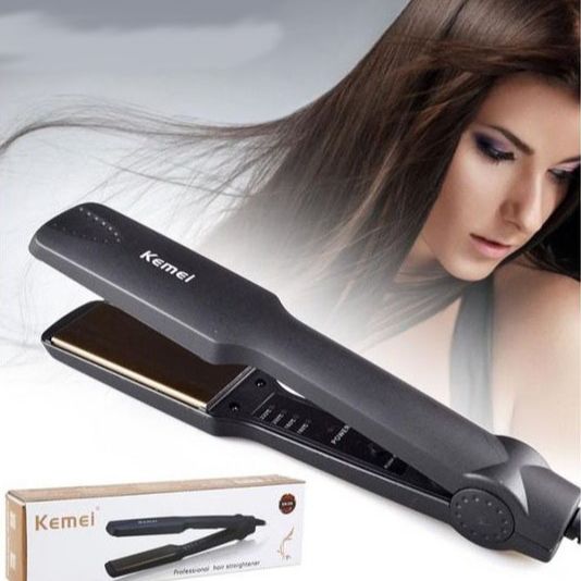 Kemei KM329 Professional Electronic Hair Straightener - Black
