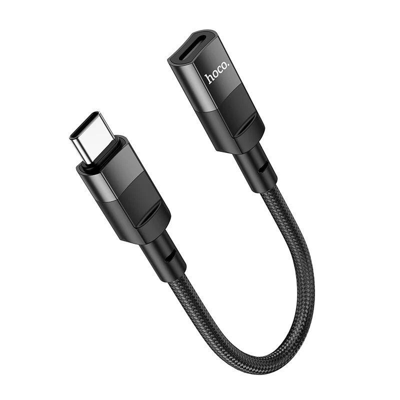 Hoco U107 2A Type-C Male To IP Female Stable Charging Adapter Cable 10cm - Black