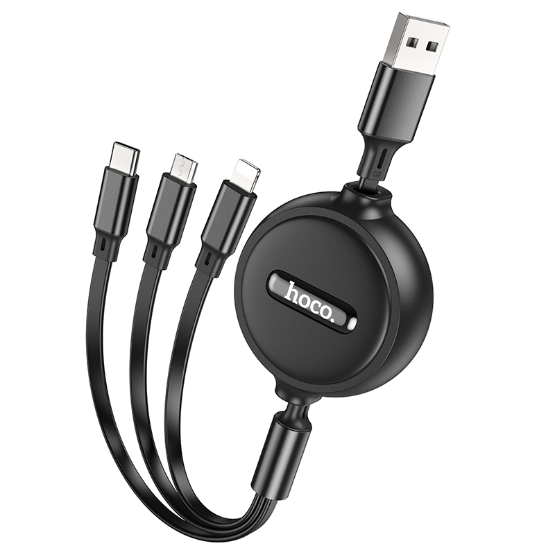 Hoco X75 Cable 3 In1 Charging Wire - Black