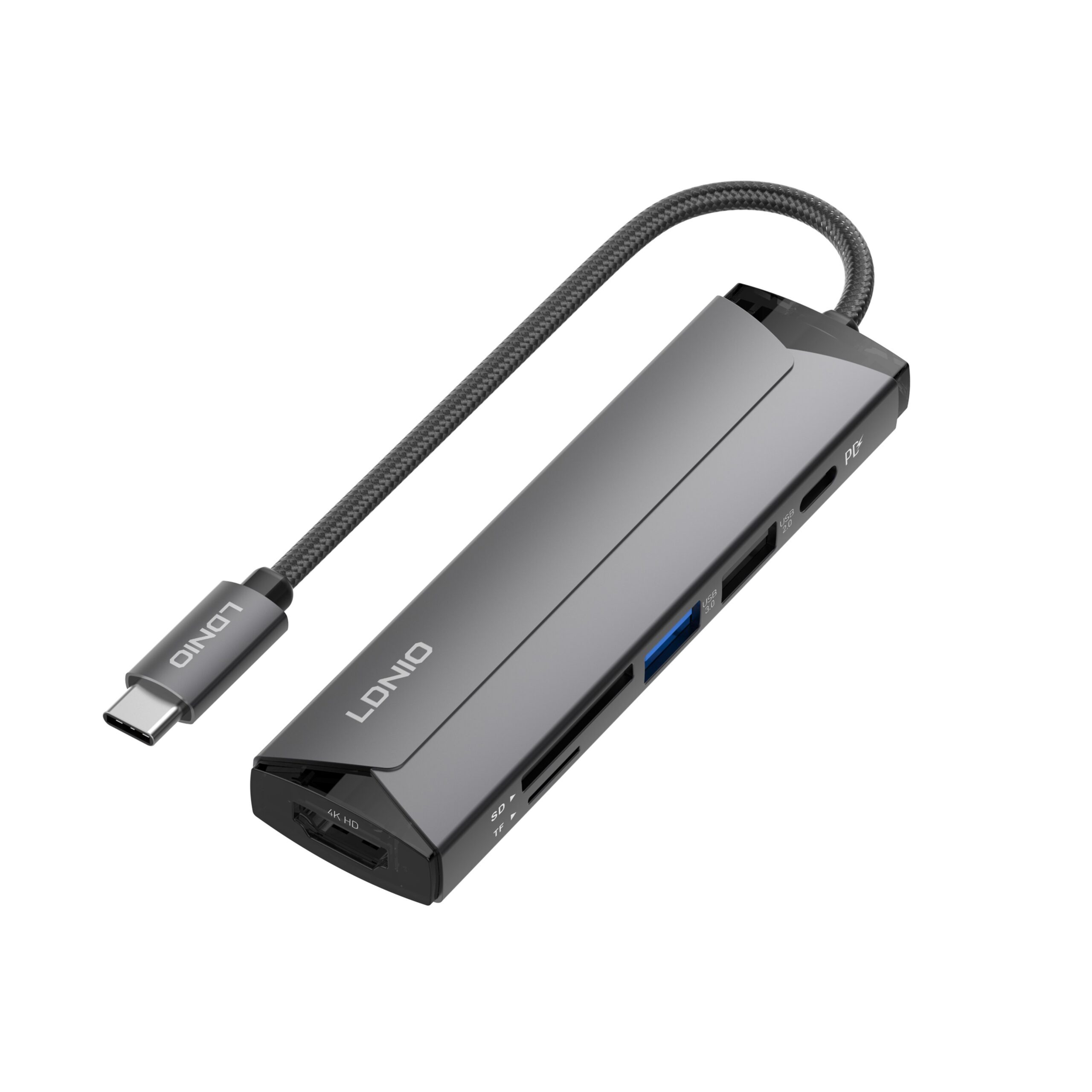 Ldnio DS-56H USB-C 5 In 1 Multi-Function Docking Station - Grey