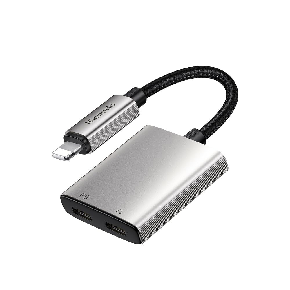 Mcdodo CA5560 Lightning To Dual Lightning Audio Adapter - Grey
