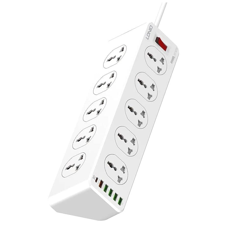 LDNIO SC10610 30W 6 Port USB Fast Charging Power Strip Wall Charger - White