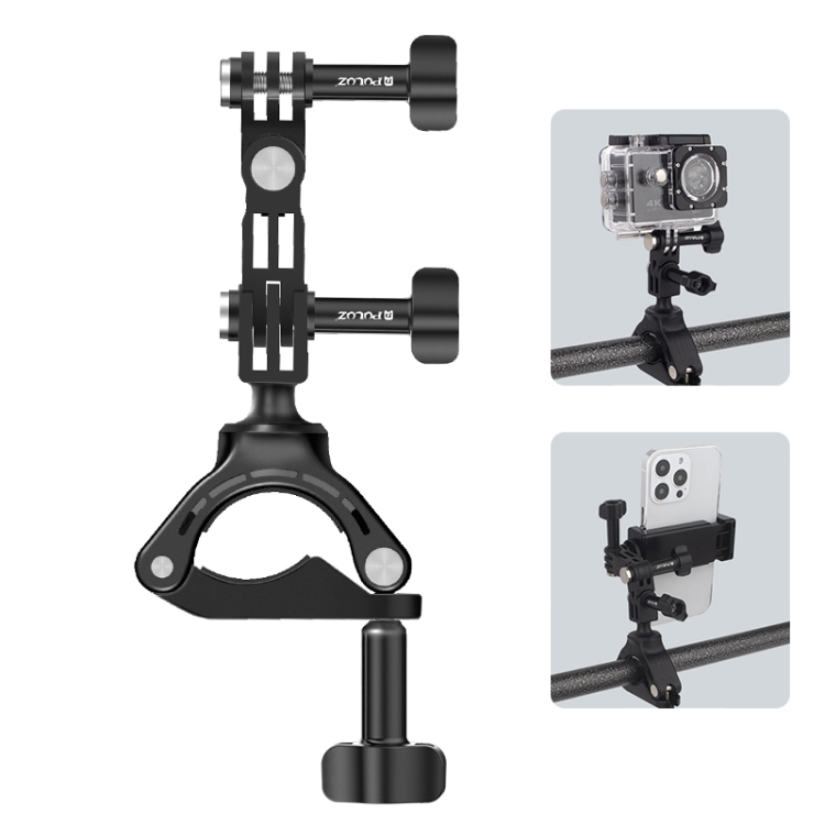 PULUZ PU858 Bike Cycling Bracket Mount With Phone Clamp For Phone & Sports Camera - Black