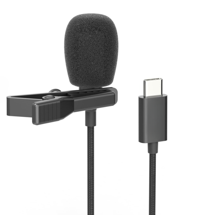 1.5 Meter Wired Lavalier Type C Microphone - Black
