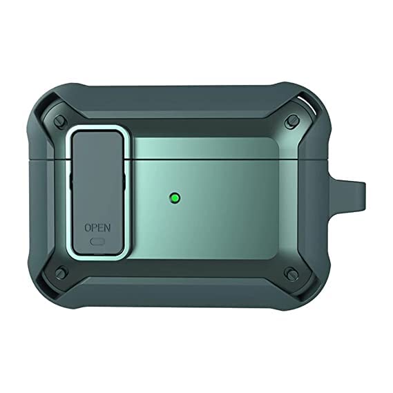 AirPods Pro 2 Eggshell Case With Button Lock Keychain LED Cover - Green