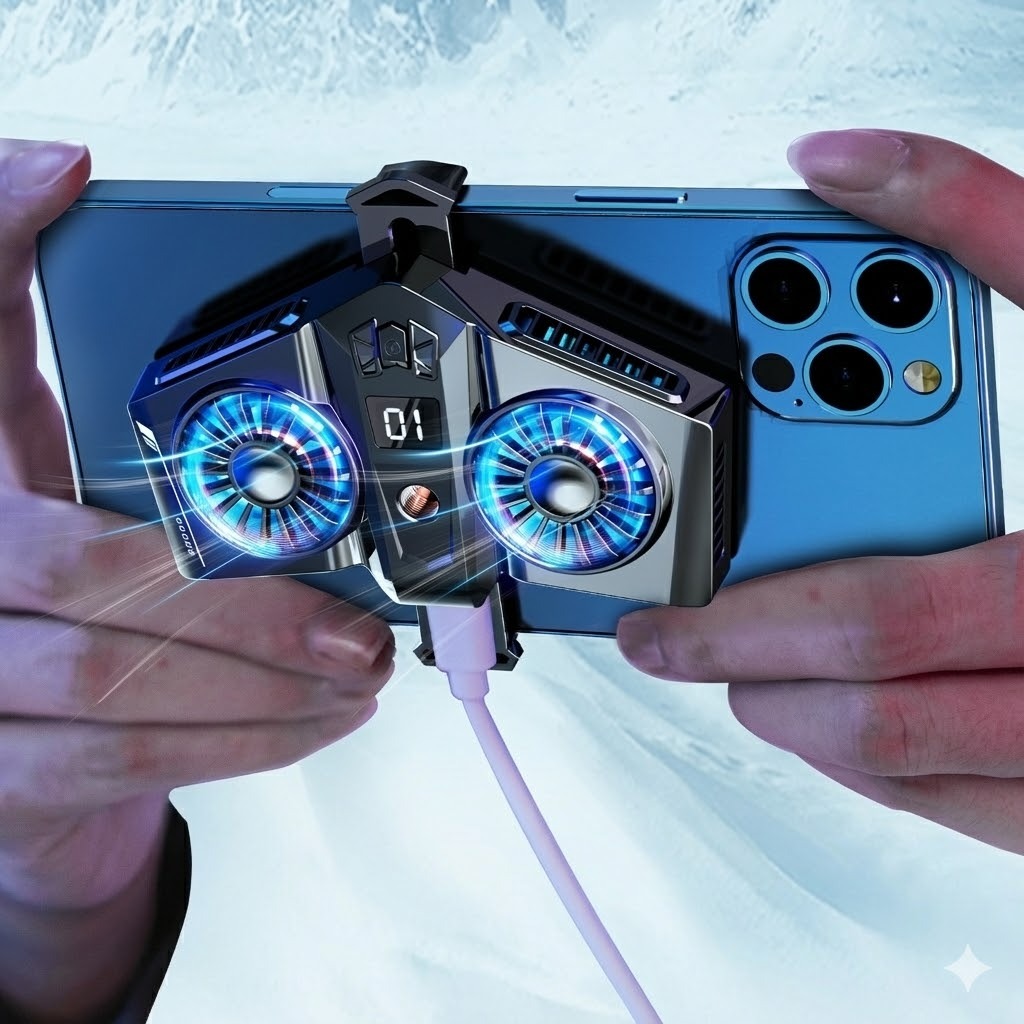 K8 Magnetic Mobile Cooler Fan Radiator Universal Phone Cooler For Gaming & Live Streaming - Silver