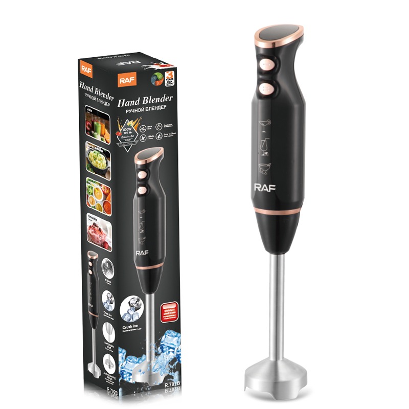 RAF R.793B Hand Blender Powerful Motor Stainless Steel Blades 2‑Speed Control And Ice‑Crushing Capability - Black