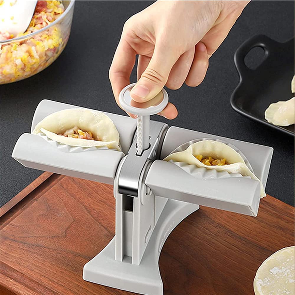Stainless Steel Double Head Dumpling Momo Maker Ravioli Press Mold - White