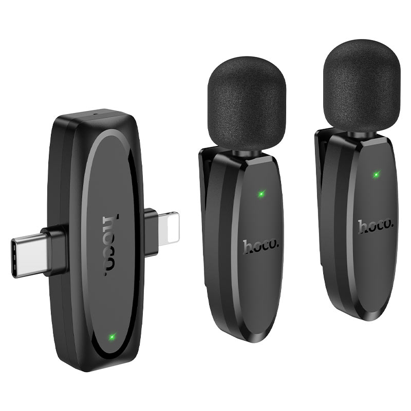 Hoco L15 iP+Type-C Dual Wireless Microphone - Black
