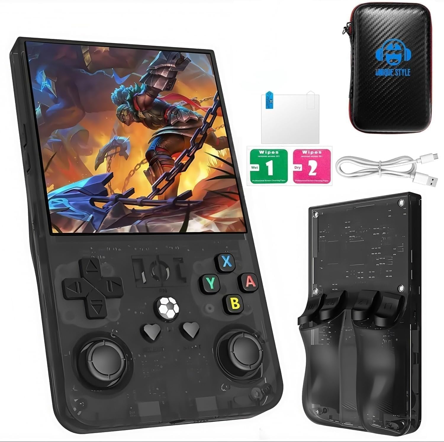 R36 Max Retro Handheld Game Console 3.5-Inch IPS Screen 64GB 15000+ Games - Black
