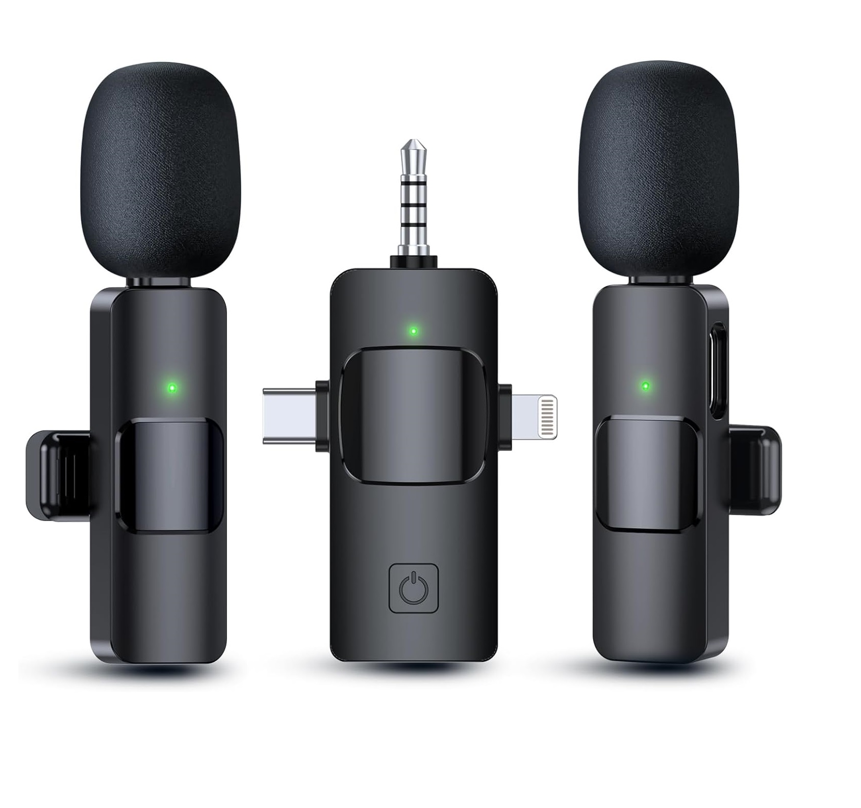3 In 1 Wireless Microphone For Interview Video Podcast Vlog YouTube - Black