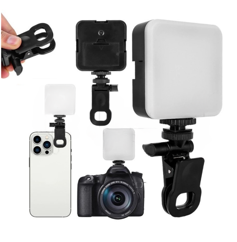 AY49D Minifocus Selfie LED Video Light With Clip For Camera Tablet Laptop Mobile - Black
