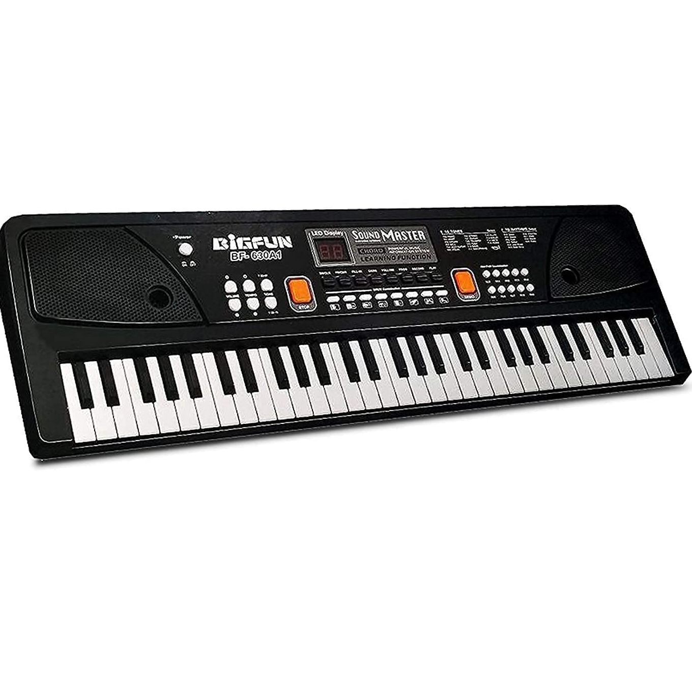 Bigfun Bf630A1 61-Key Digital Electronic Piano Keyboard With Led Display & Microphone - Black