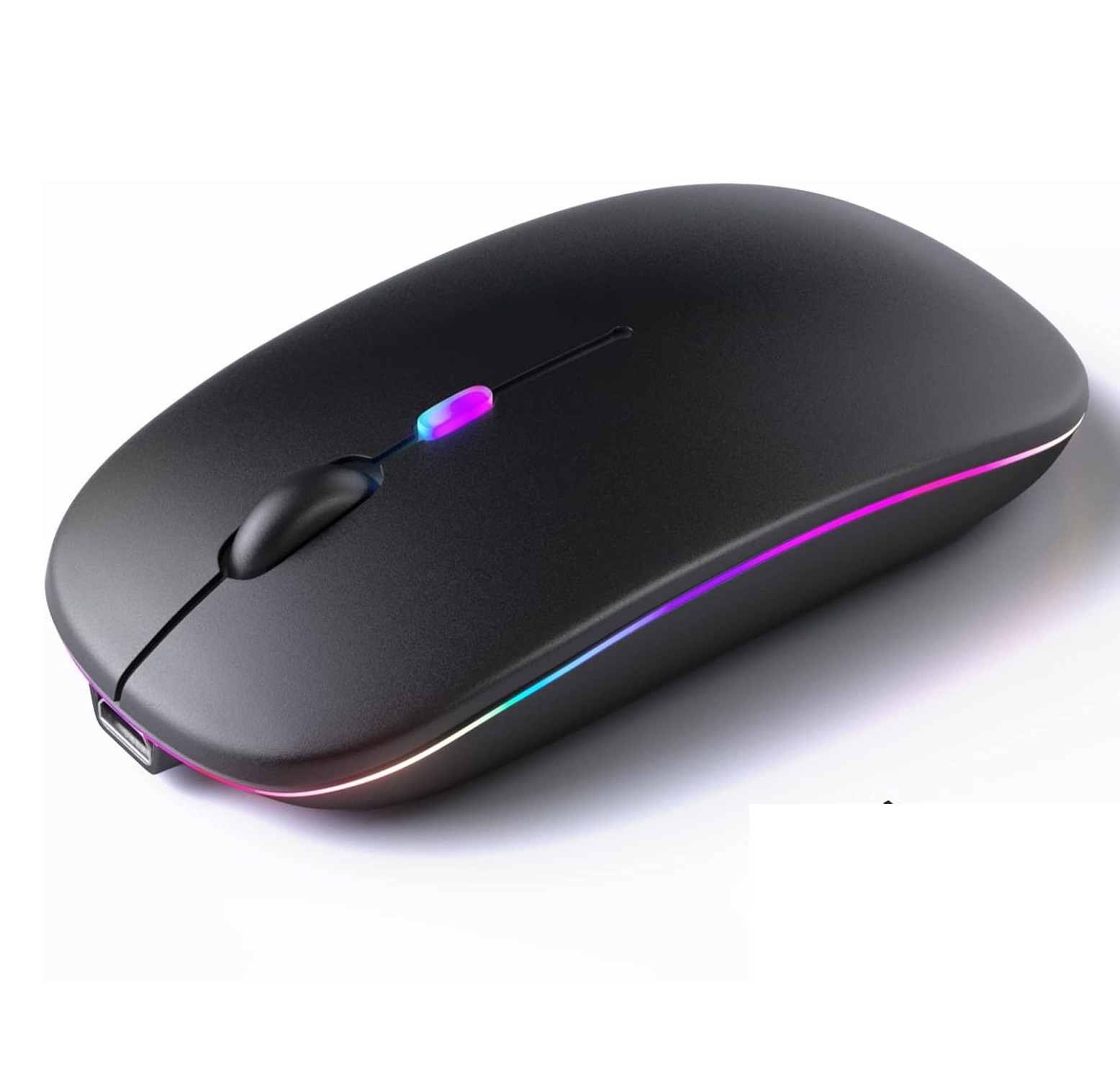 Solid W10 Dual Mode Bluetooth And 2.4 Type C Rechargeable Mouse LED Silent Click - Black