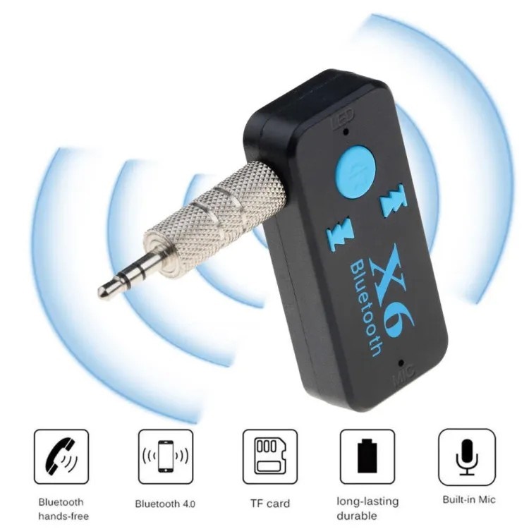 X6 Wireless Bluetooth Handsfree Receiver Car Audio Music Adapter MP3 Player - Black