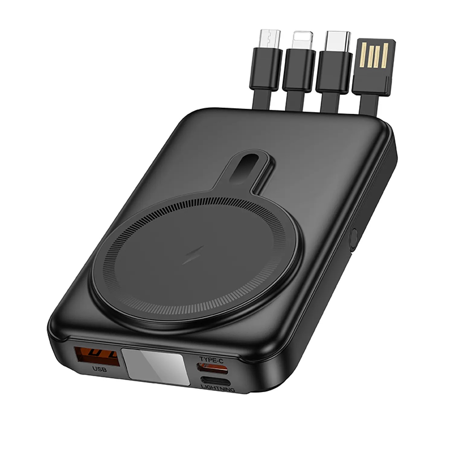 Hoco J135 22.5W+PD20W 4 Cables 10000mAh Wireless Powerbank - Black