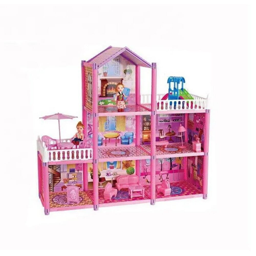 New 129 PCS Kids Educational DIY Toy Play House DIY Villa Toy Building Warm House Set - Pink