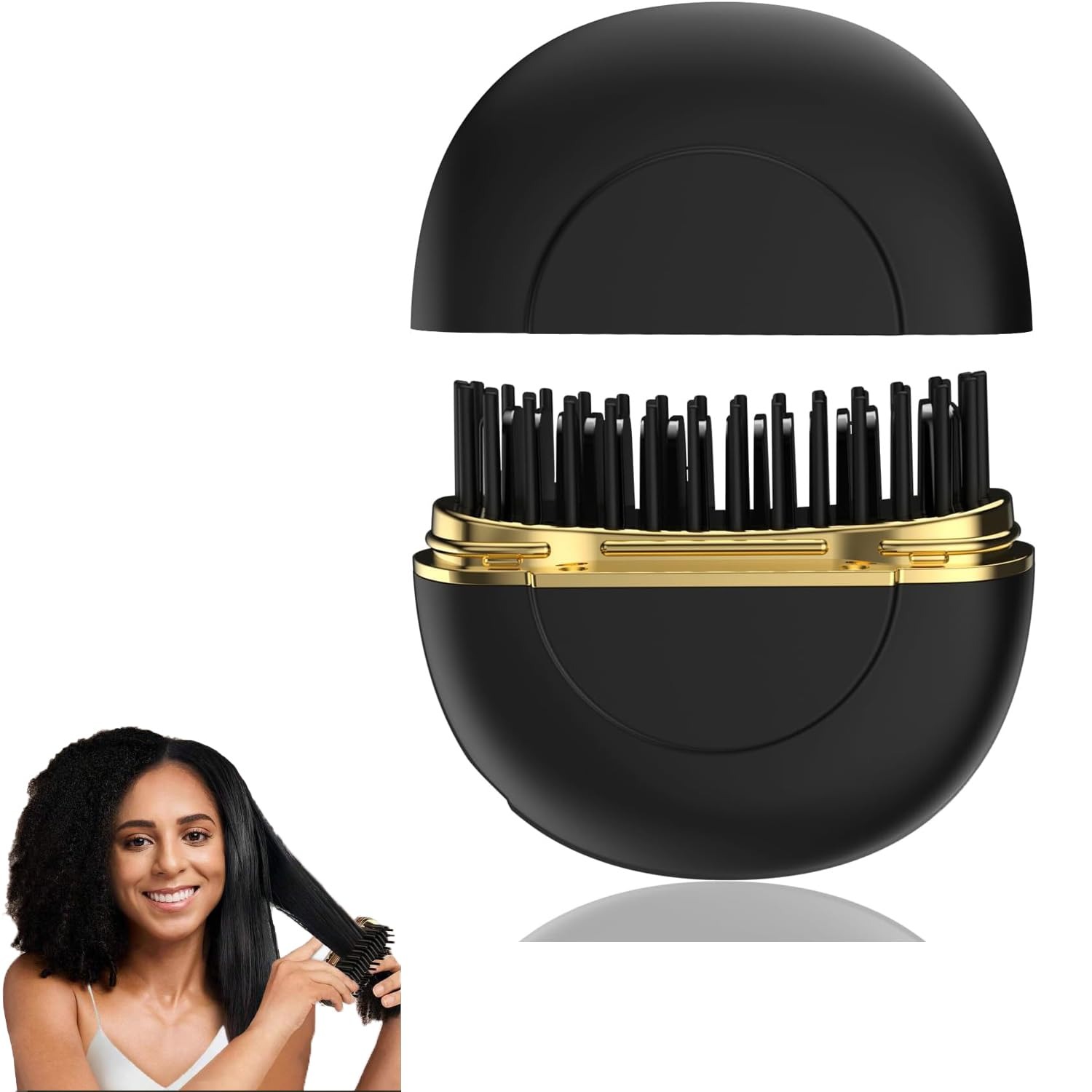 Mini Rechargeable Hair Straightener Comb 3-Speed Temperature Travel Friendly