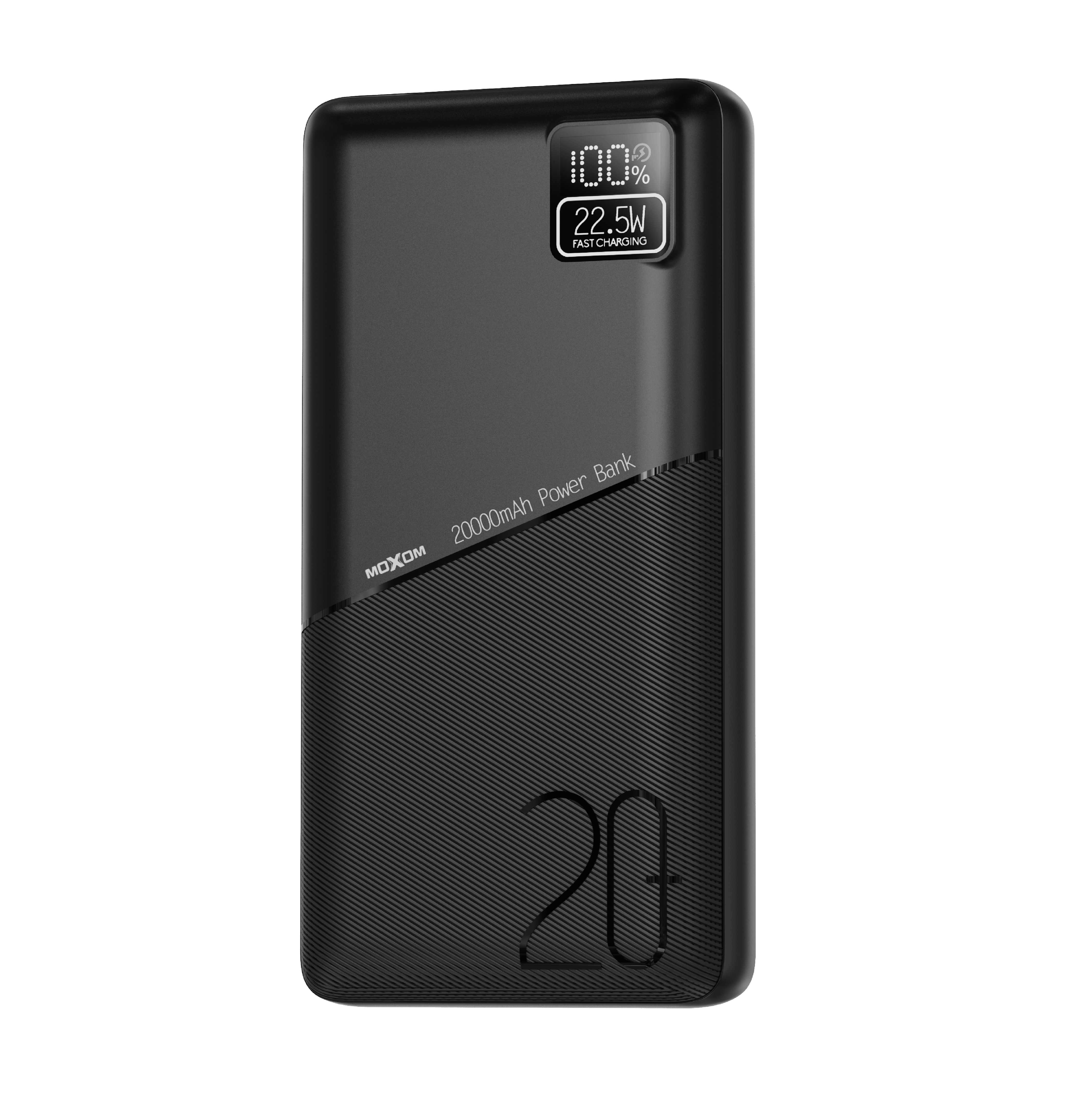Moxom MX-PB164 PD20W QC/SCP22.5W 20000mAh Powerbank Intelligent LCD Display - Black