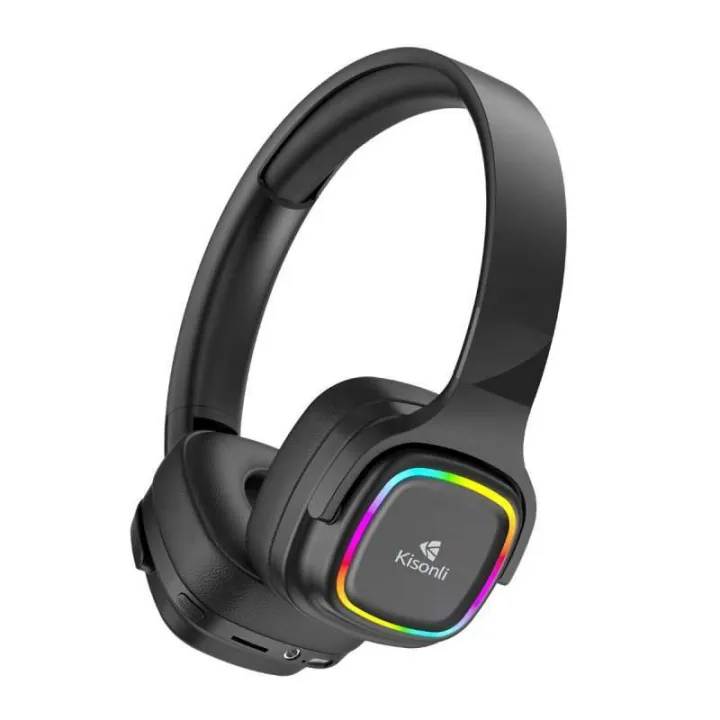 Kisnoli A11 Wireless Headphone With RGB Lights - Black