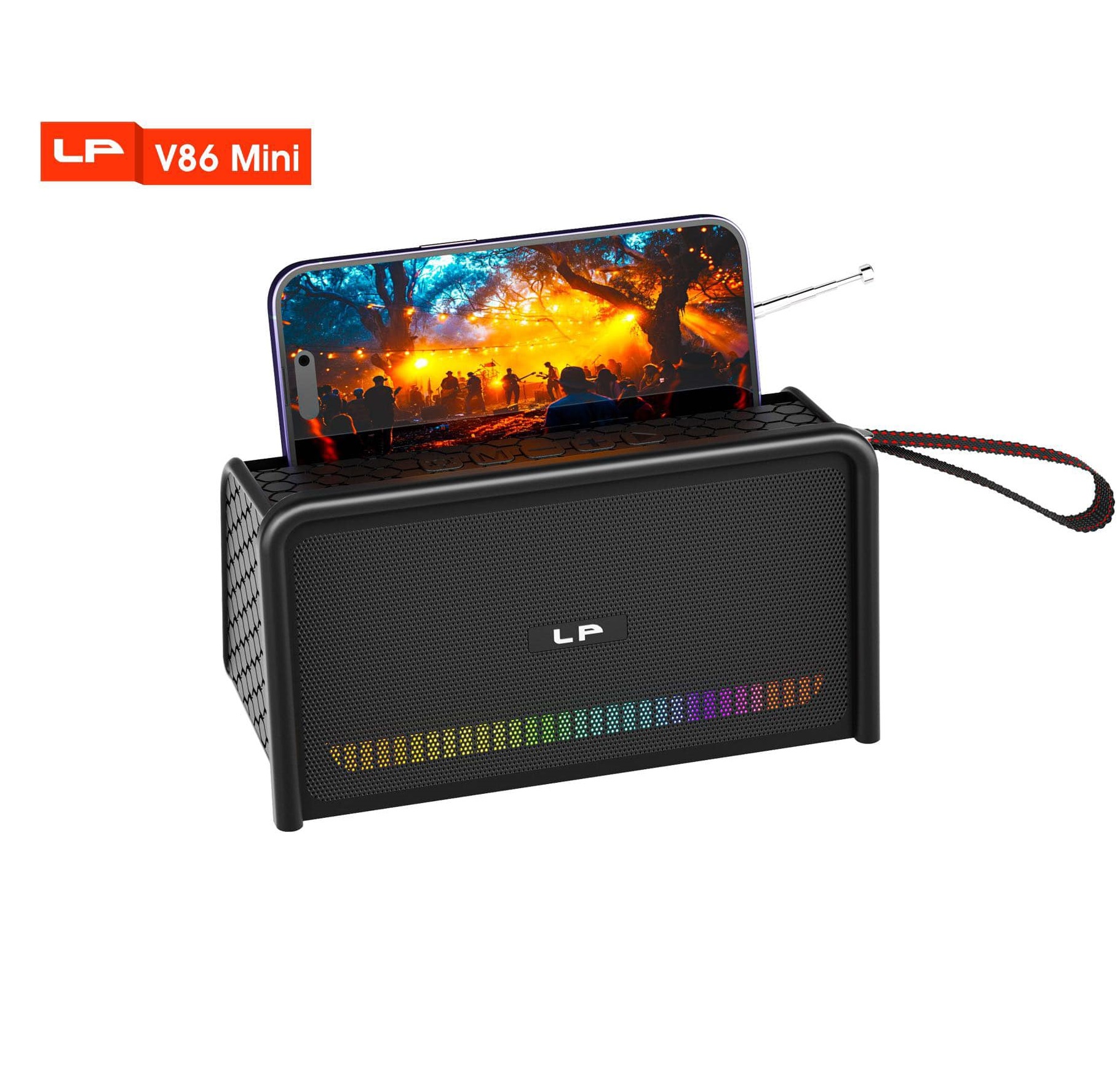 LP V86 Mini Wireless Mini Super Bass Bluetooth Speaker - Black
