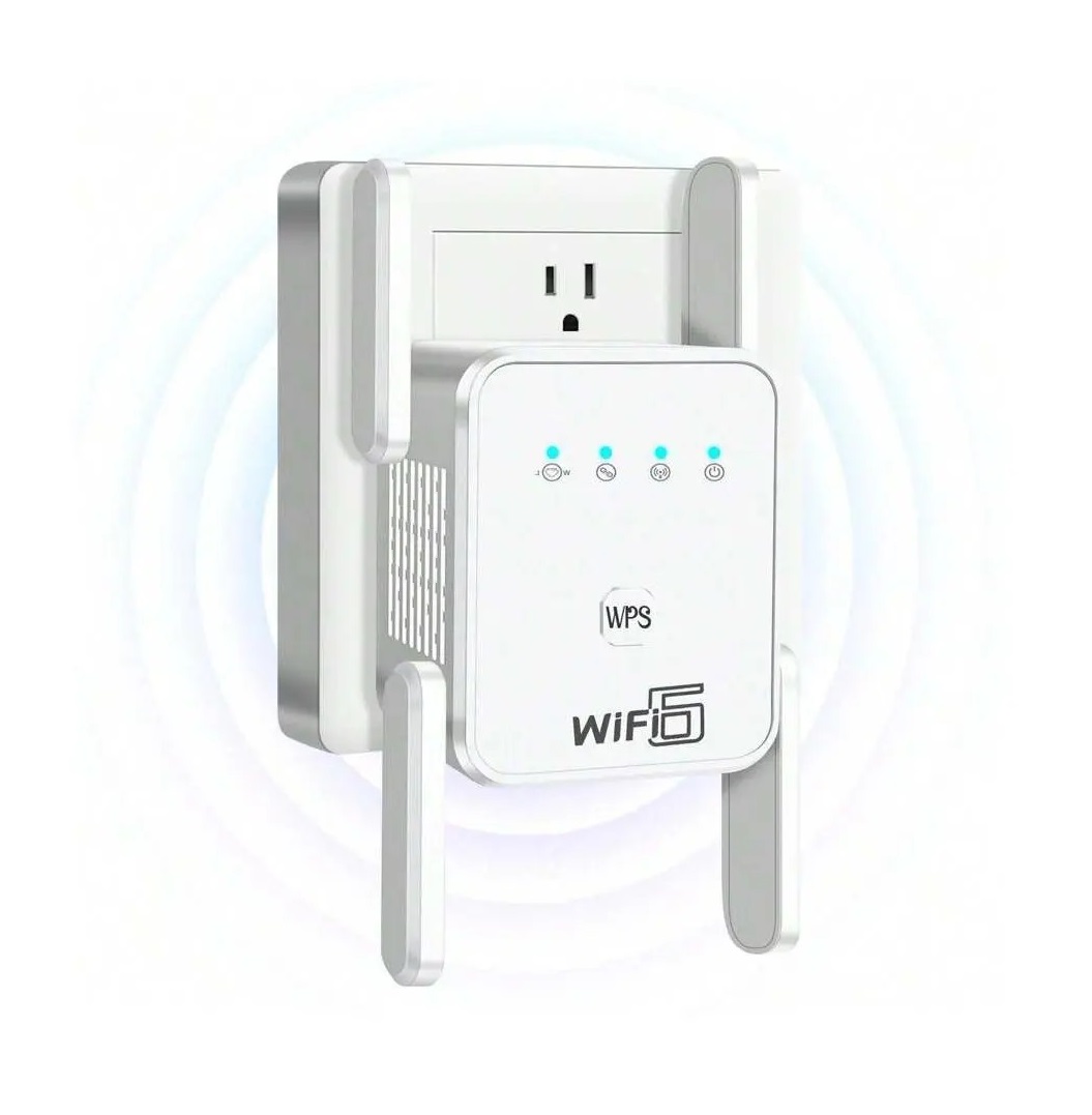 Wifi 6 AX1500 High Gain Quad Antennas Dual Band 2.4 5G Wifi Repeater Range Extender - White