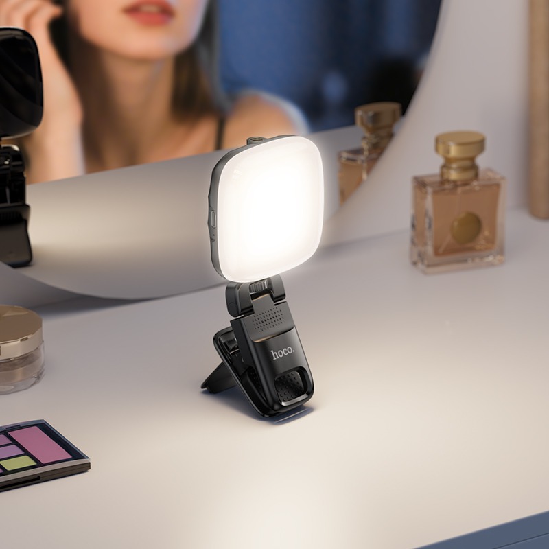 Hoco K29 Mini Lamp Live Streaming Selfie Reading Clip‑On LED Fill Selfie Light - Black
