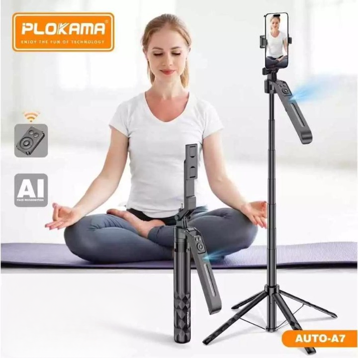 Plokama A7 AI Auto Face Tracking Tripod 1.8M With Remote - Black