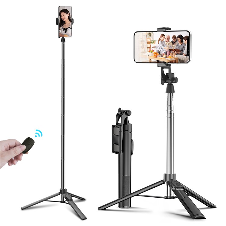 A35 1.6m Extendable Selfie Tripod Stand with Wireless Remote - Black