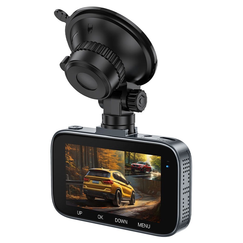 Hoco DV6 Dual-Channel Dash Cam Front 1080p + Rear 720p 3″ IPS Screen