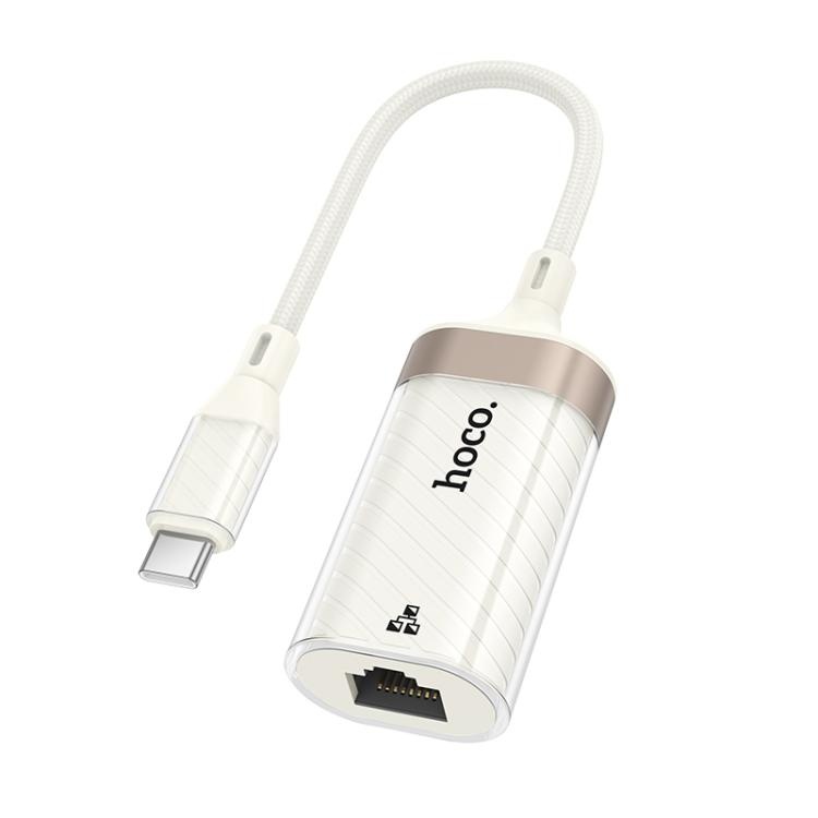 Hoco UA41B Crystal 100Mbps Type-C To RJ45 Ethernet Adapter - White
