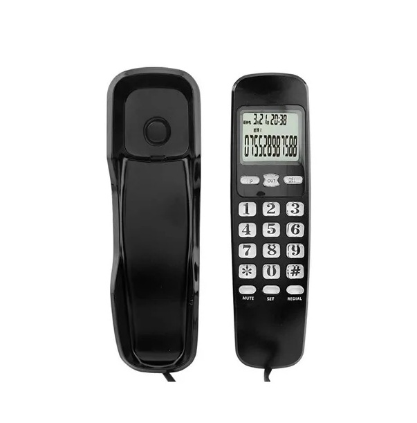 Leboss B369 Caller ID Telephone with Wall Mount & Desktop Design - Black