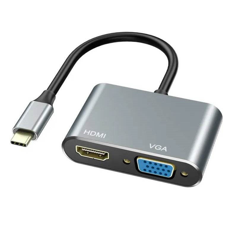 Usb C To Hdmi VGA Multiport Adapter - Grey