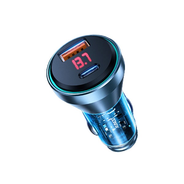 Xundd XDCH-040 43W PD + 1 QC3.0 USB-A Digital Display Fast Car Charger - Black