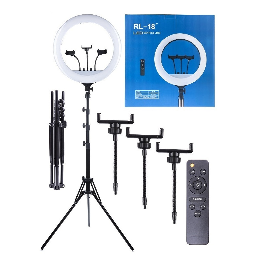 RL-18 45CM LED Soft Ring Light With Stand Remote - Black
