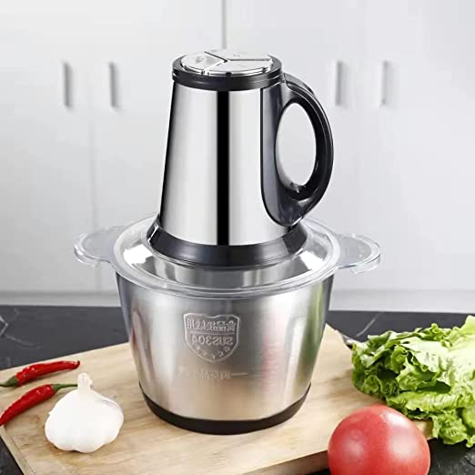 Electromax 3.5L Stainless Steel Meat Grinder & Food Chopper with 4 Sharp Blades - Silver
