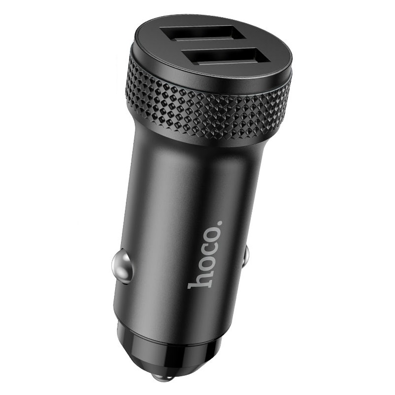 Hoco Z49 Car Charger With Dual USB A 12W Port - Black