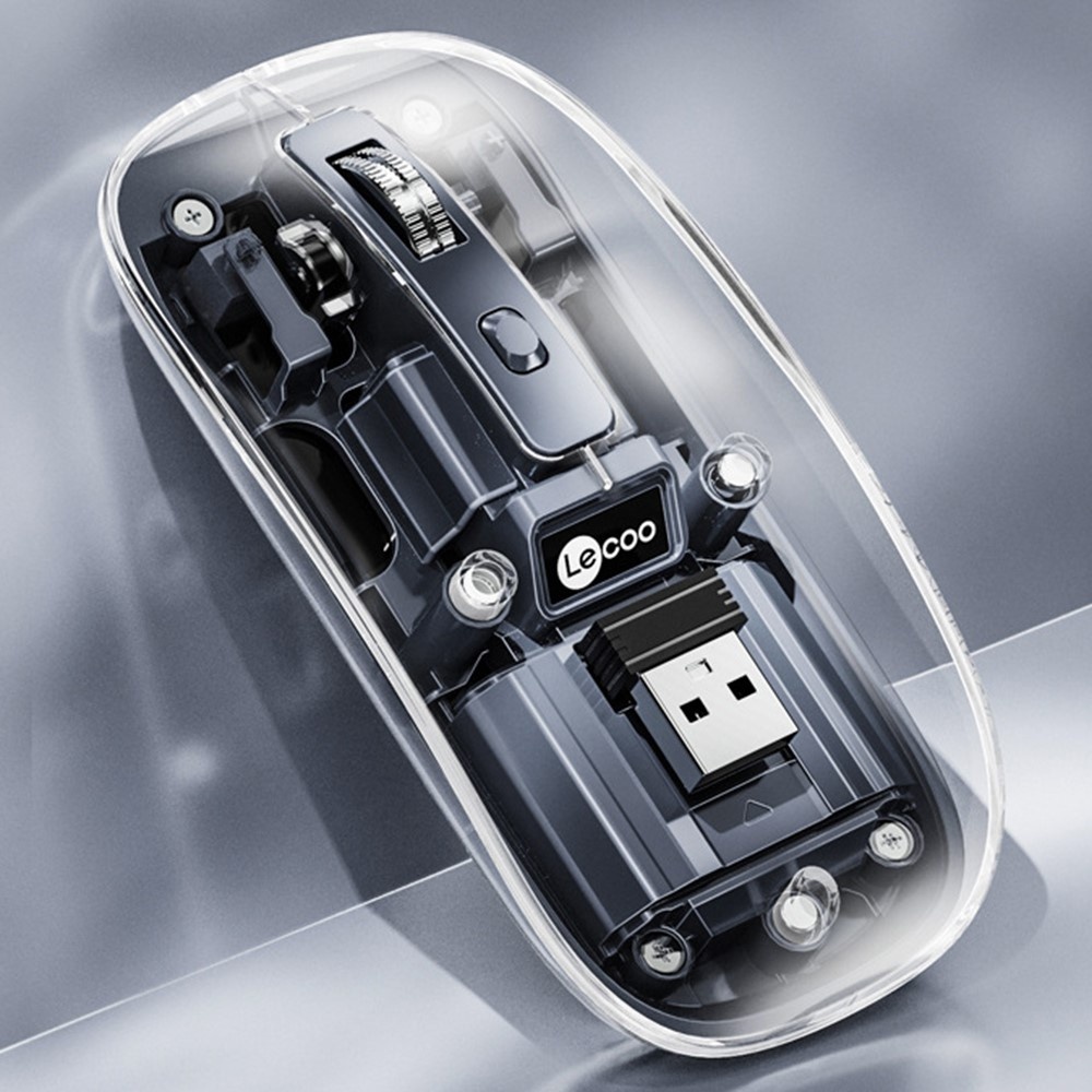 Lenovo Lecoo WS215DM Dual-Mode Wireless Mouse with Bluetooth & 2.4G Connectivity - Black