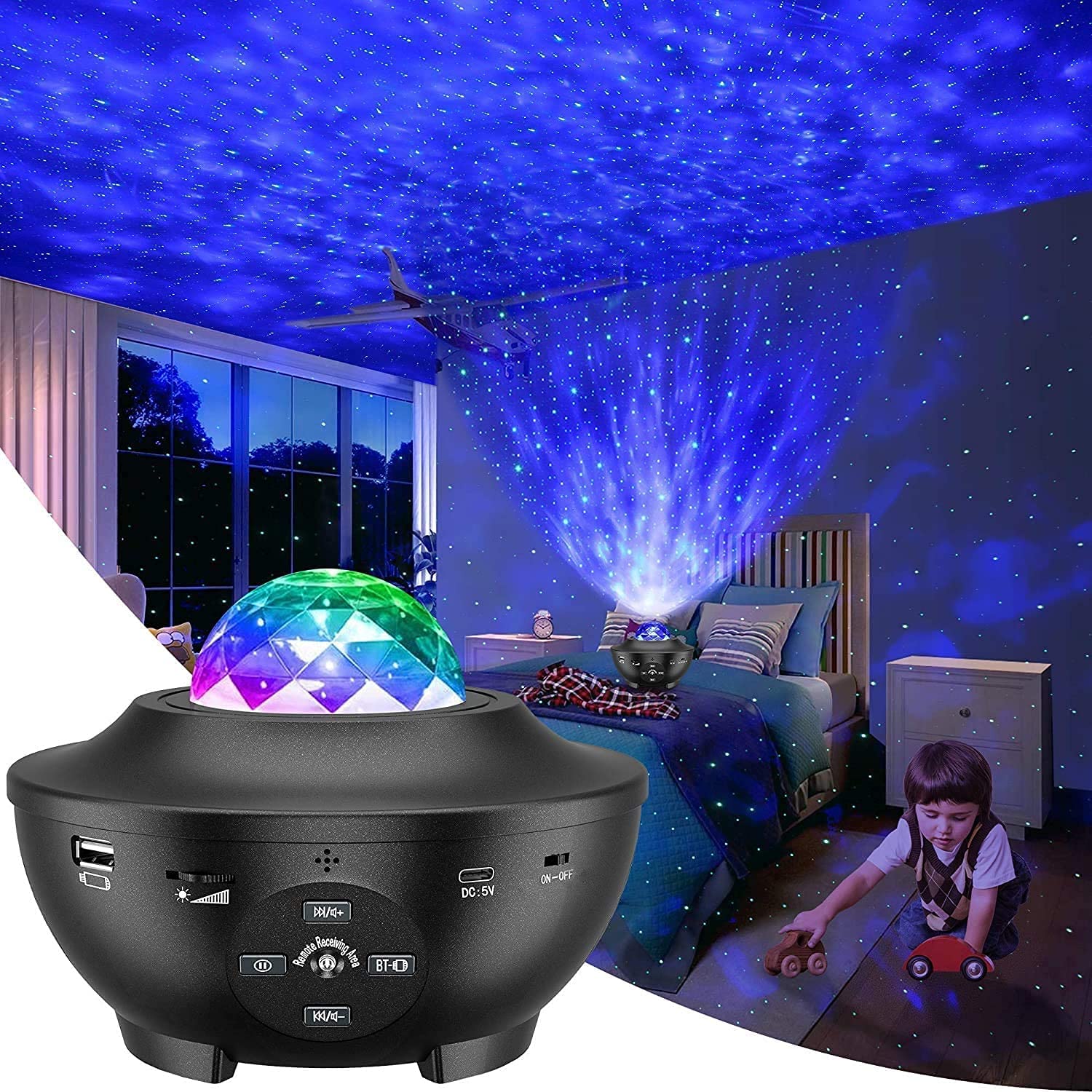 Led Galaxy Projector Starry Star Night Light Lamp Bluetooth Remote Control