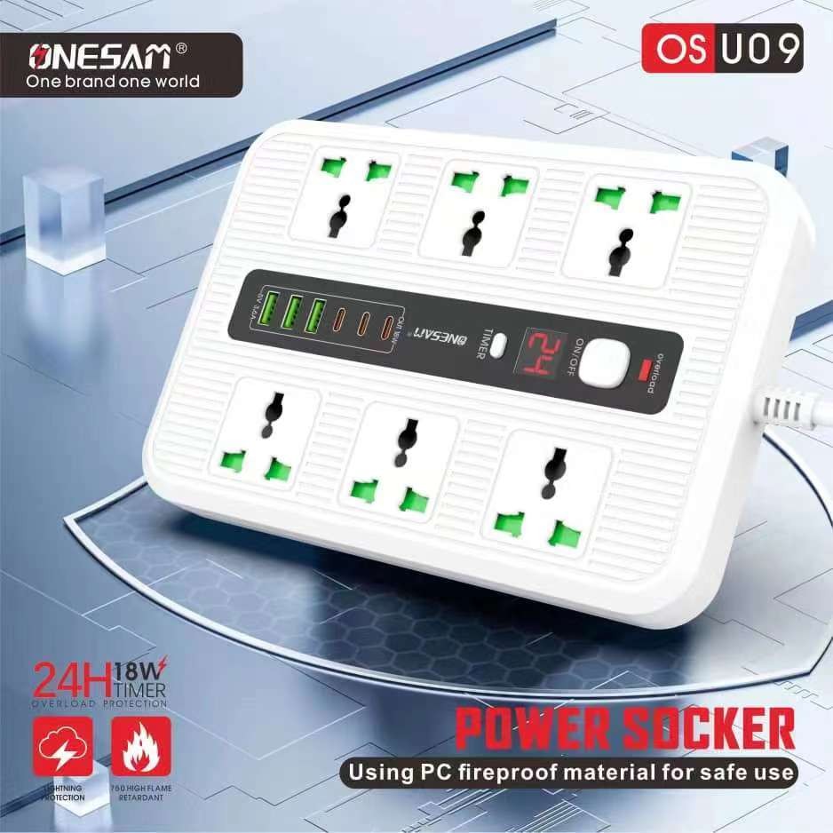 Onesam OS U09 Power Socket Charger With 24 Hour Timer 3000W - White