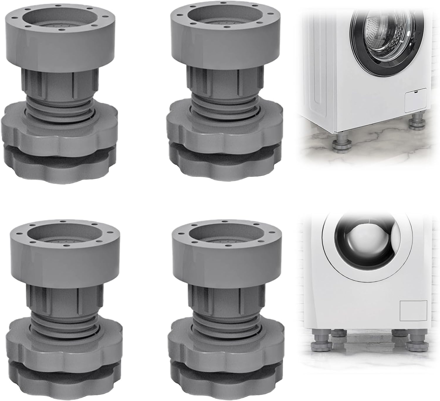 4 Piece Washing Machine Anti Vibration Pads Stand - Grey